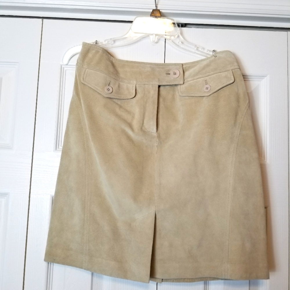 Ann Taylor Loft Suede Leather A-Line Skirt